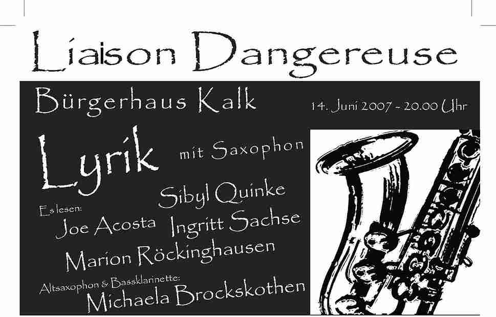 Plakat zur Lesung: Liaison Dangereus